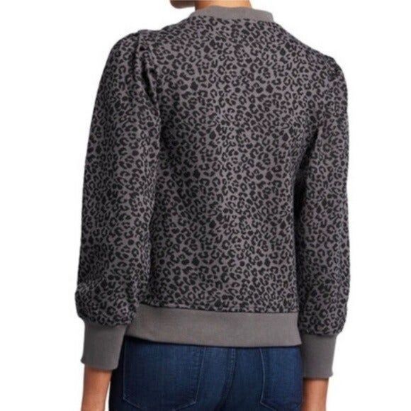 RAILS Marcie Cheetah Animal Print Crewneck Pullover Gray/Black Sz Small - Picture 2 of 9